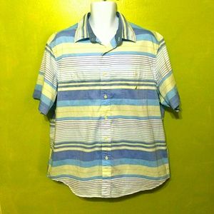 Nautica Short Sleeve Button Up Stripe Shirt Sz XL